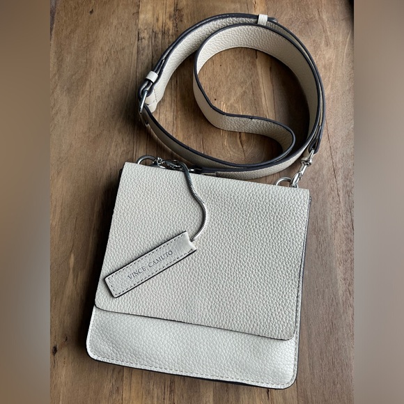 Vince Camuto Handbags - Vince Camuto Silas Small Leather Crossbody Bag Seashell